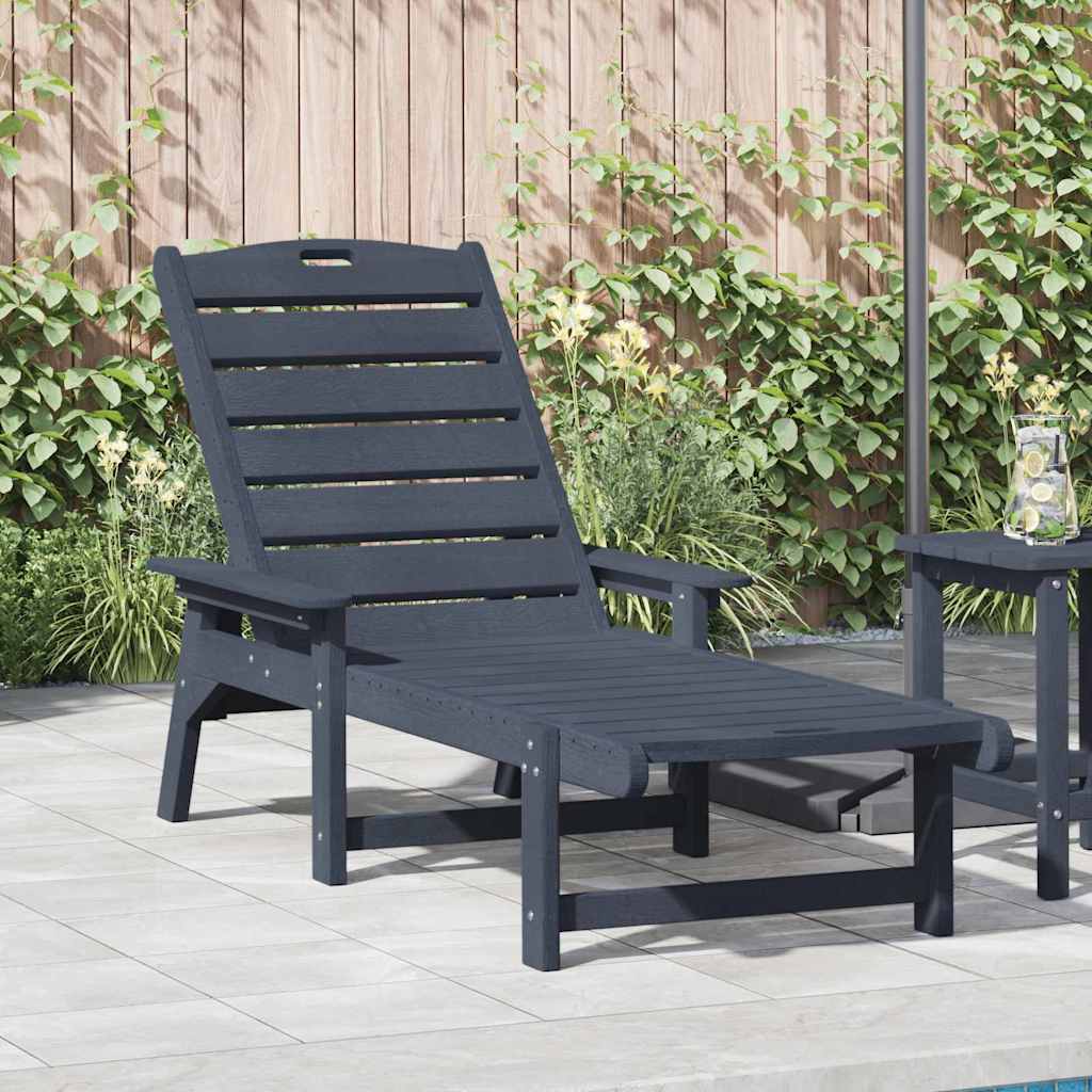 vidaXL Ξαπλώστρα Σκούρο μπλε 195,5 x 53 x 98,5 εκ HDPE