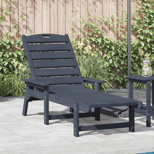 vidaXL Ξαπλώστρα Σκούρο μπλε 195,5 x 53 x 98,5 εκ HDPE
