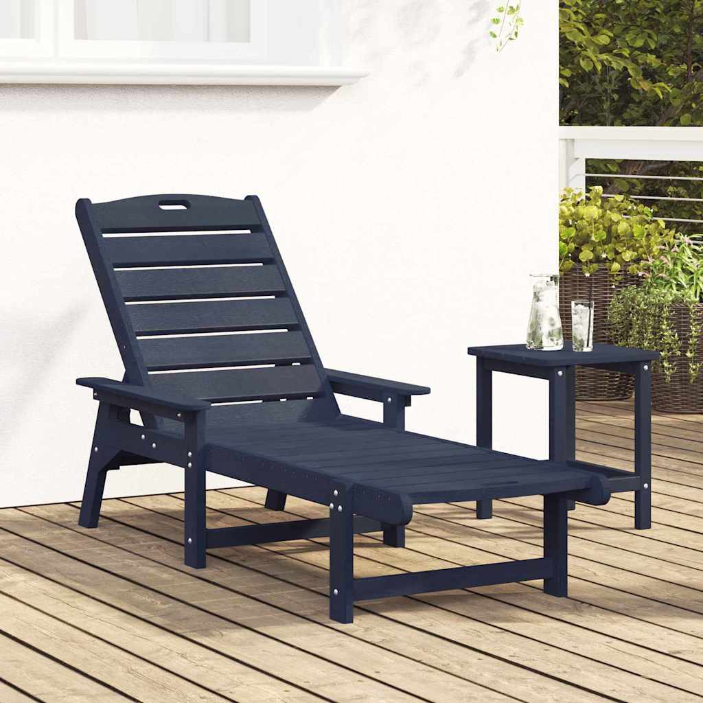 vidaXL Ξαπλώστρα Σκούρο μπλε 195,5 x 53 x 98,5 εκ HDPE