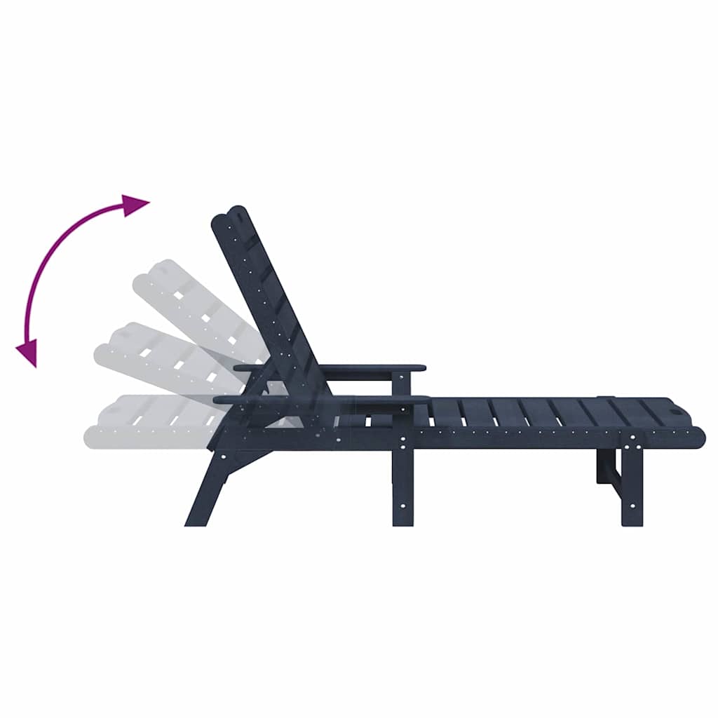vidaXL Ξαπλώστρα Σκούρο μπλε 195,5 x 53 x 98,5 εκ HDPE