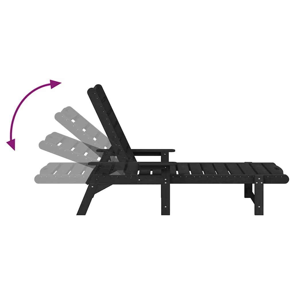 vidaXL Ξαπλώστρα Μαύρο 195,5 x 53 x 98,5 εκ HDPE