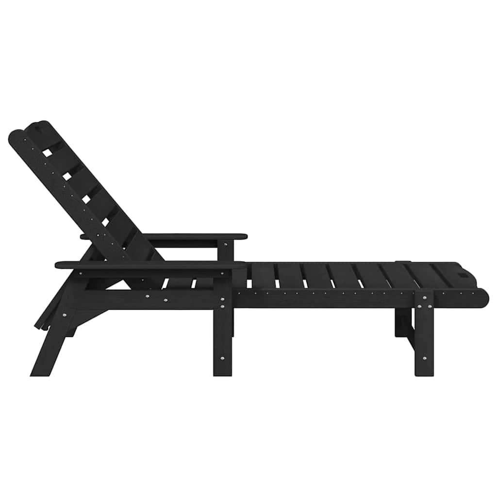 vidaXL Ξαπλώστρα Μαύρο 195,5 x 53 x 98,5 εκ HDPE