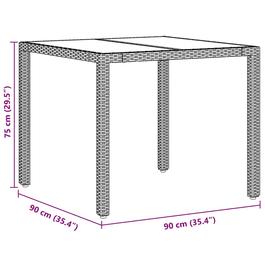 vidaXL Σέτ φαγητού για κήπο 3 pcs Μαύρο Πολυ ράταν