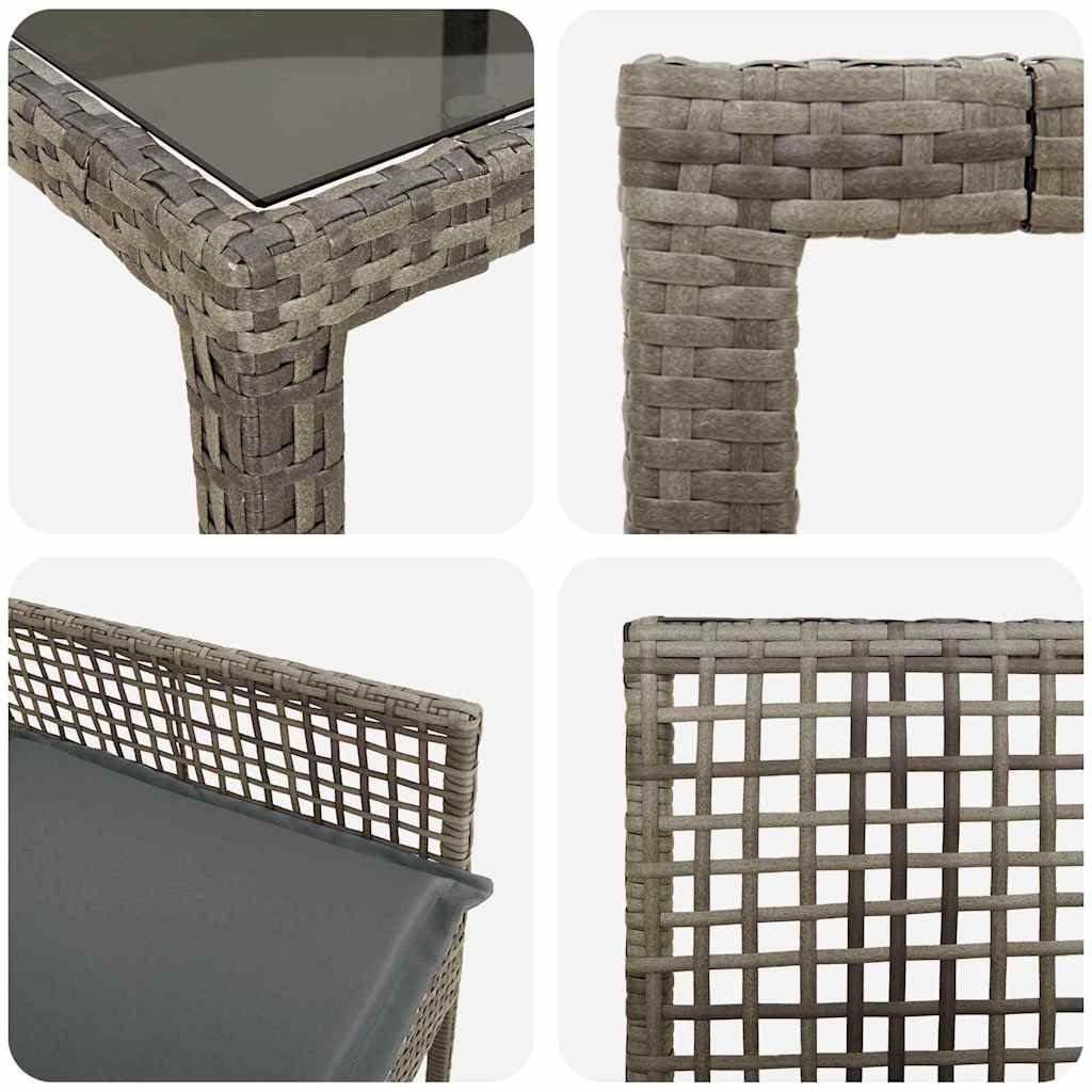 vidaXL Σέτ φαγητού για κήπο 11 pcs Γκρι Πολυ ράταν