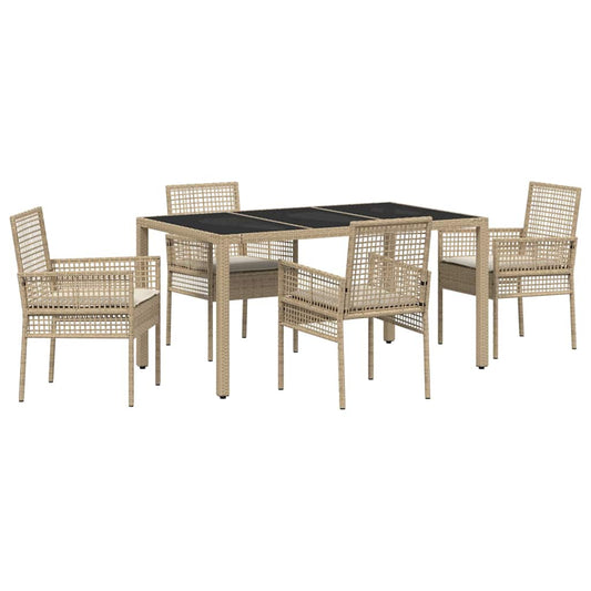 vidaXL Σέτ φαγητού για κήπο 5 pcs Μπεζ συνθετικό ρατάν