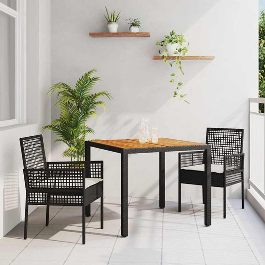 vidaXL Σέτ φαγητού για κήπο 3 pcs Μαύρο συνθετικό ρατάν