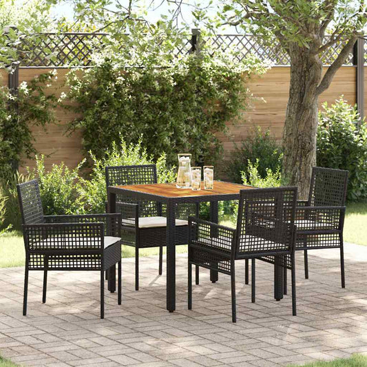 vidaXL Σέτ φαγητού για κήπο 5 pcs Μαύρο συνθετικό ρατάν