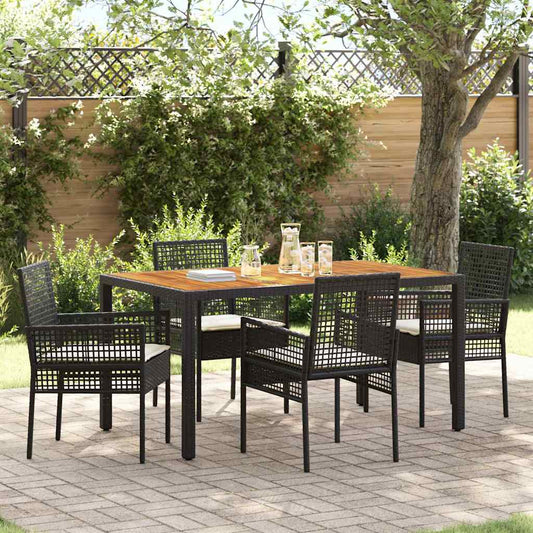 vidaXL Σέτ φαγητού για κήπο 5 pcs Μαύρο συνθετικό ρατάν