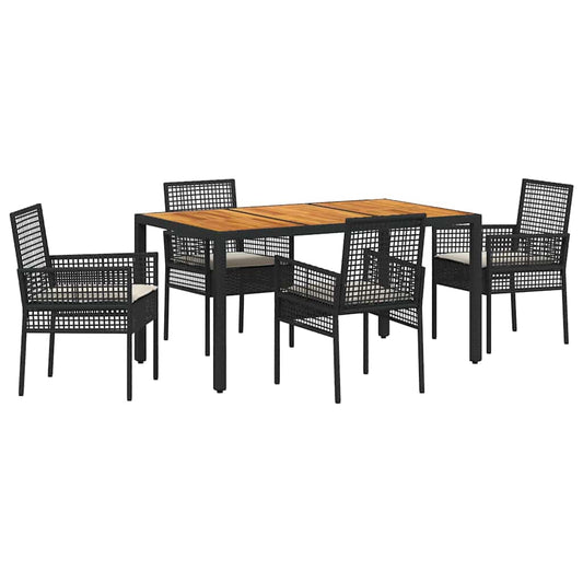 vidaXL Σέτ φαγητού για κήπο 5 pcs Μαύρο συνθετικό ρατάν
