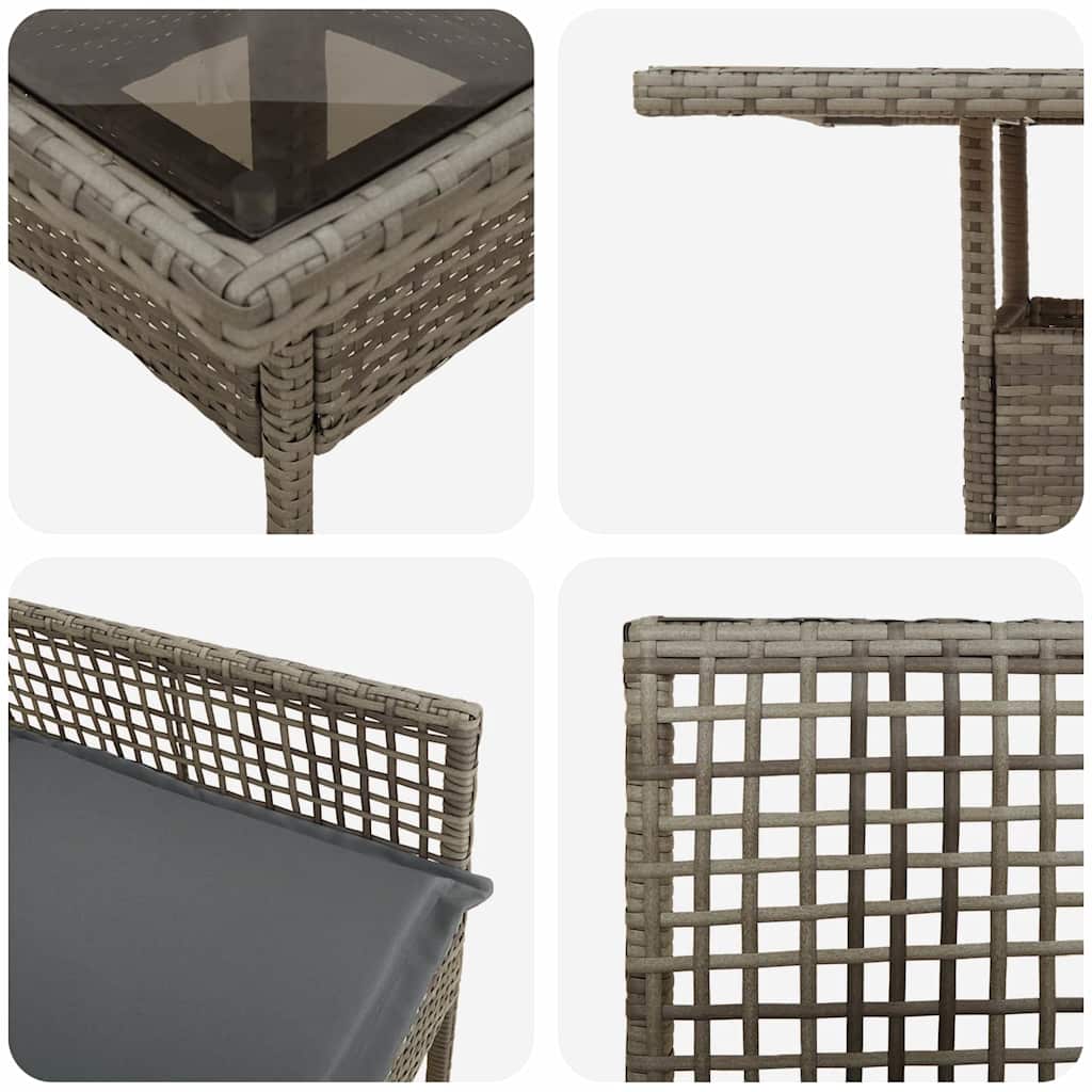 vidaXL 3 τεμαχίων Σετ Εξωτερικής Τραπεζαρίας Γκρι Πολυ Ρατάν