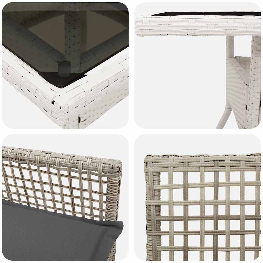 vidaXL 3 τεμαχίων Σετ Φαγητού Κήπου Ανοιχτό Γκρι Ρατάν