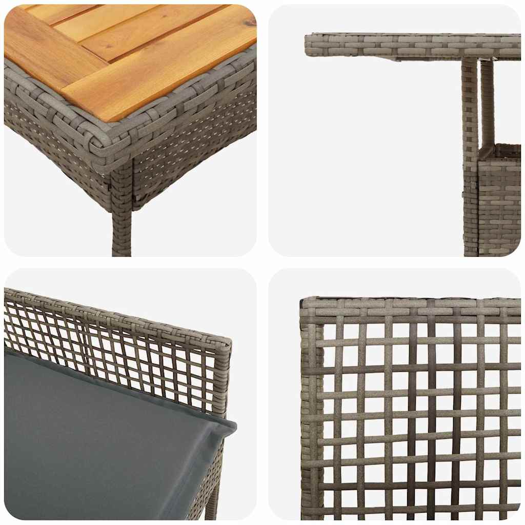 vidaXL Σετ Φαγητού Κήπου 3 Τεμαχίων με Γκρι Μαξιλάρια