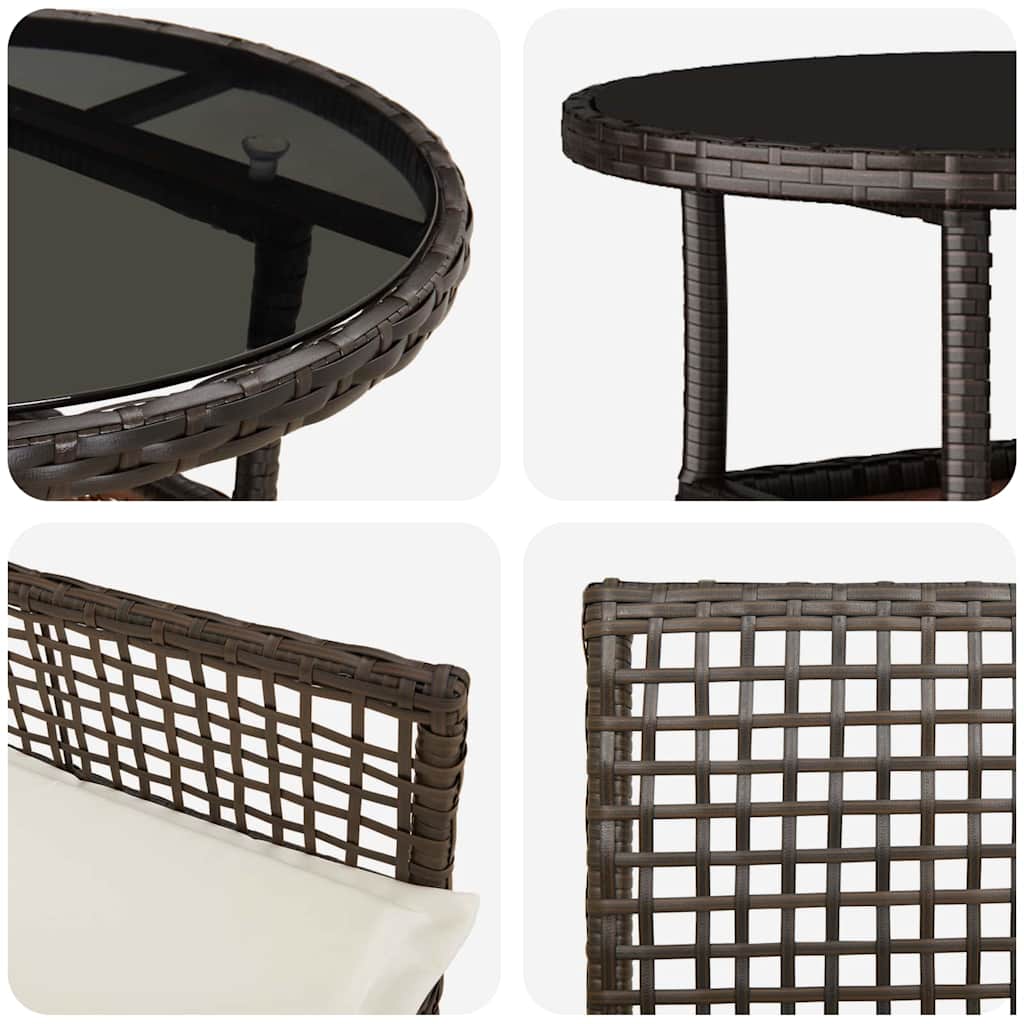 vidaXL Σετ Τραπεζιού Κήπου 5 Τεμαχίων Καφέ Πολυ Ράτανα