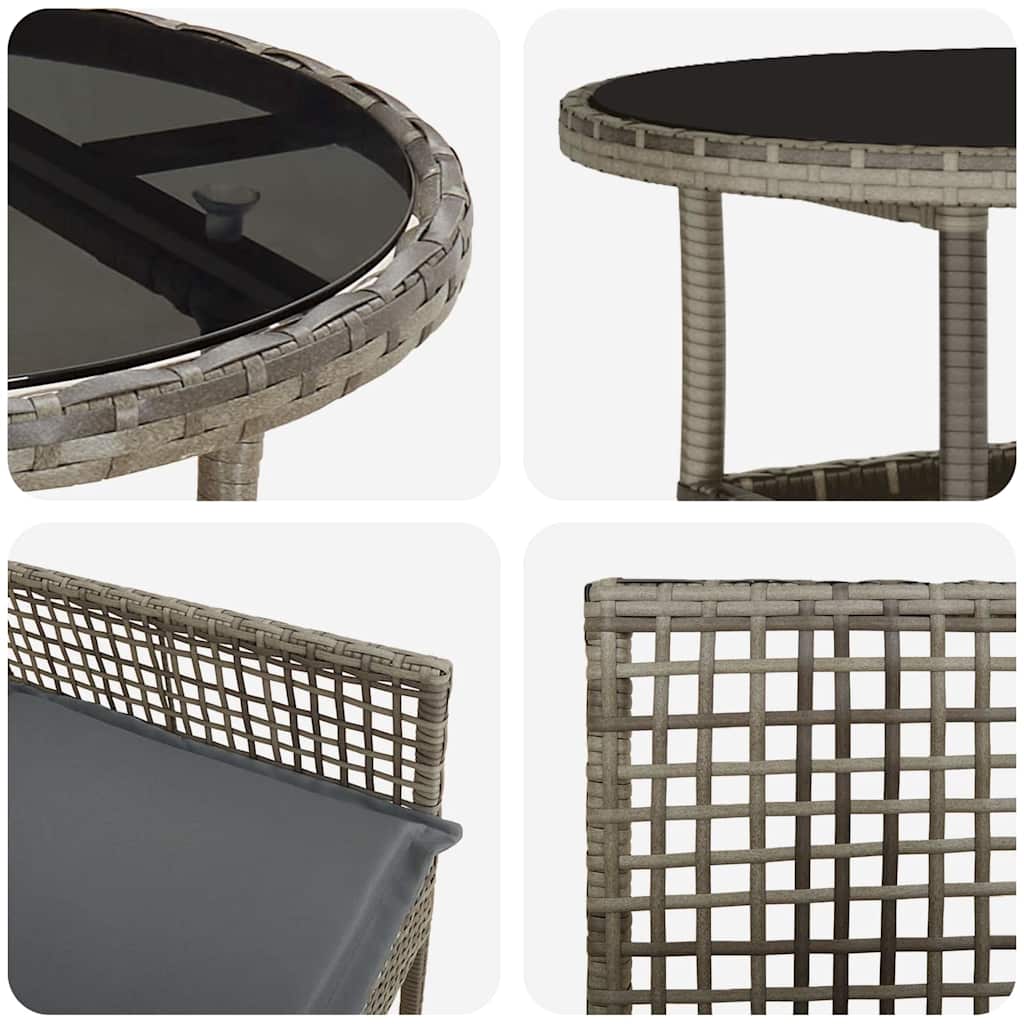 vidaXL σετ τραπεζαρίας κήπου 3 κομματιών γκρι πολυ ράτταν