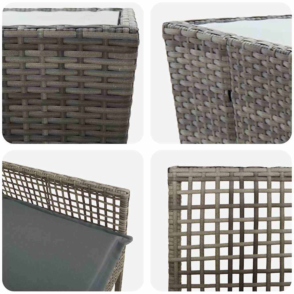 vidaXL Σετ Βεράντας 3 Τεμαχίων με Μαξιλάρια Γκρι Πολυ Ράτανα