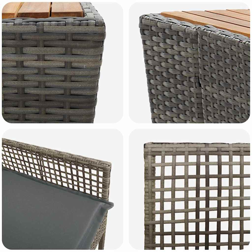 Σετ Κήπου 3 Τεμαχίων vidaXL με Μαξιλάρια Γκρί Συνθετικό Ρατάν