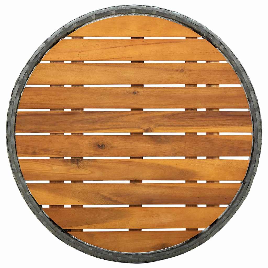 vidaXL Σετ Γκαρντεν Μπίστρα 3 Τεμαχίων με Μαξιλάρια Γκρι Πολυ Ράτανα