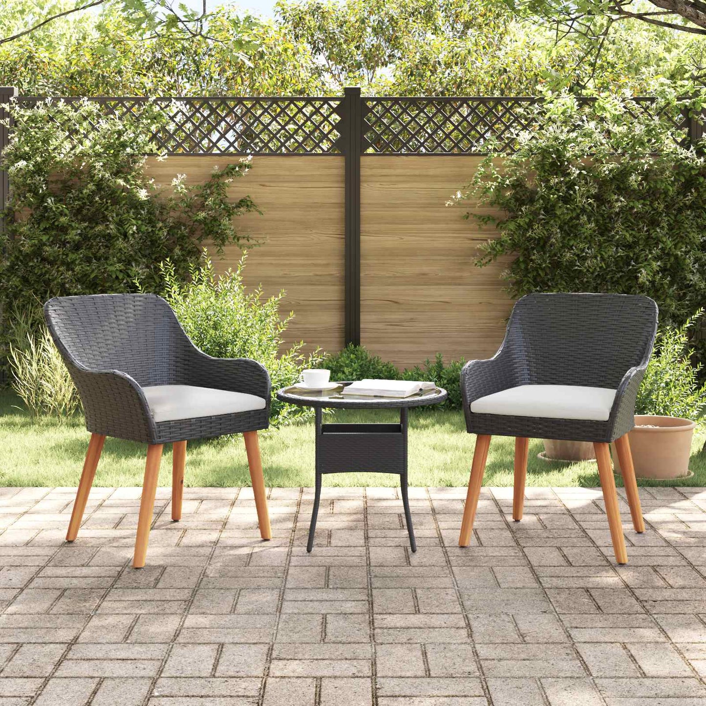 vidaXL Καρέκλα Κήπου 2 pcs Μαύρο 62.5 x 55 x 82 εκ συνθετικό ρατάν