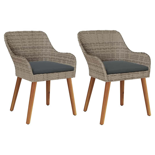 vidaXL Καρέκλα Κήπου 2 pcs Μαύρο 62.5 x 55 x 82 εκ συνθετικό ρατάν