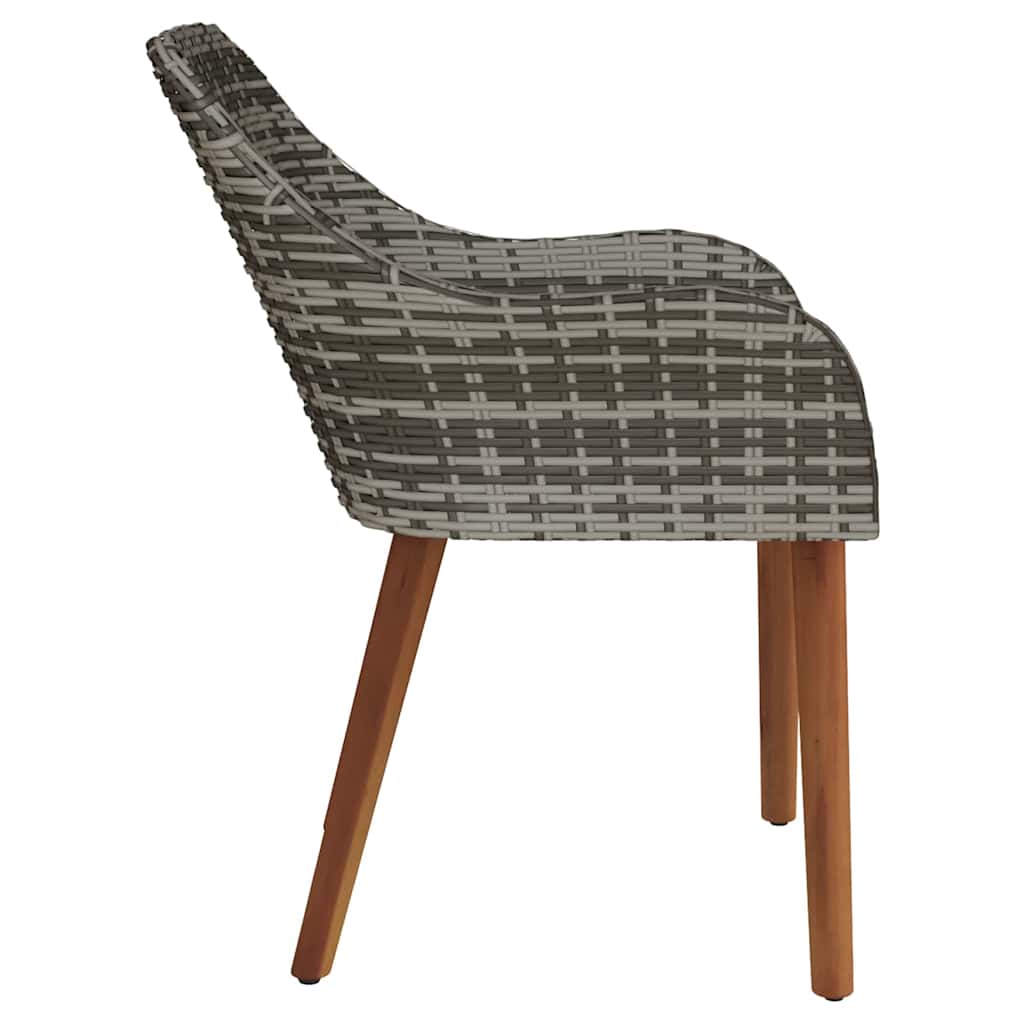 vidaXL Καρέκλες Κήπου με Μαξιλάρια 2 τμχ Γκρι Πολυ Ρατάν