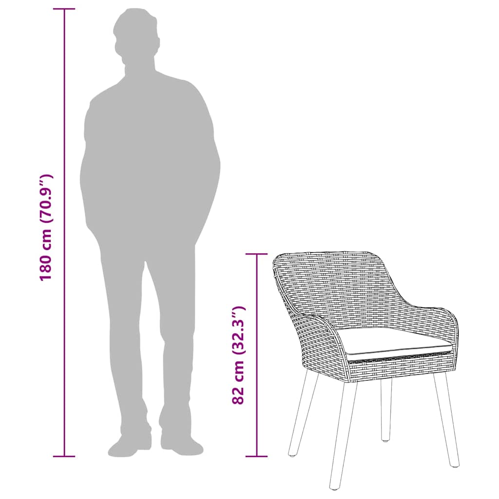 vidaXL Πολυθρόνες Κήπου με Μαξιλάρια 2 τμχ Μπεζ Πολυ Ράταν