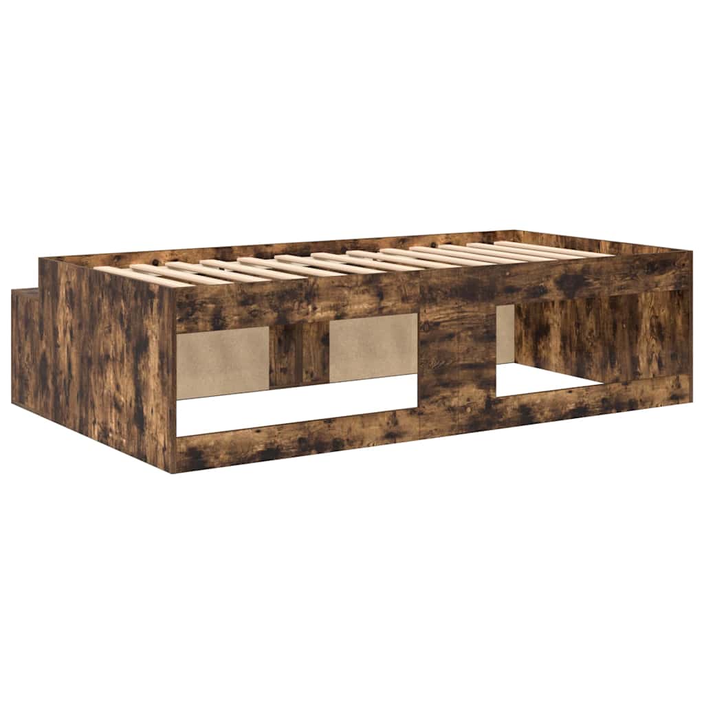 vidaXL Κρεβάτι με αποθηκευτικό χώρο Καπνιστή δρυς 100 x 200 cm