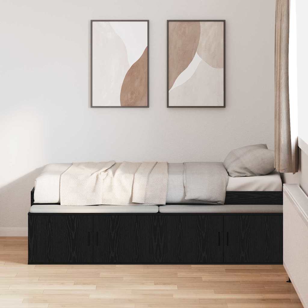 vidaXL Σκελετός Κρεβατιού Μαύρη Οξυά 90 x 200 cm Επεξεργασμένο ξύλο