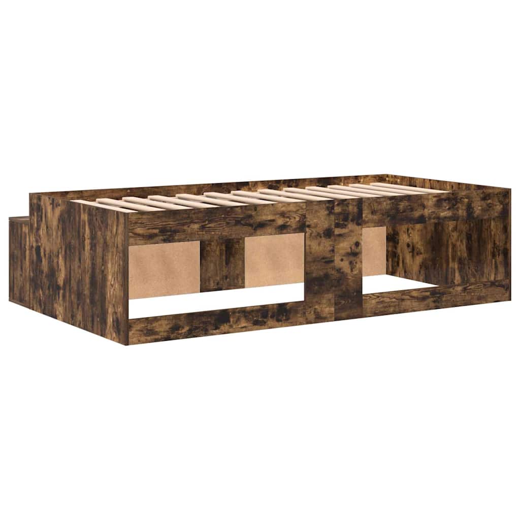 vidaXL Κρεβάτι με αποθηκευτικό χώρο Καπνιστή δρυς 90 x 200 cm