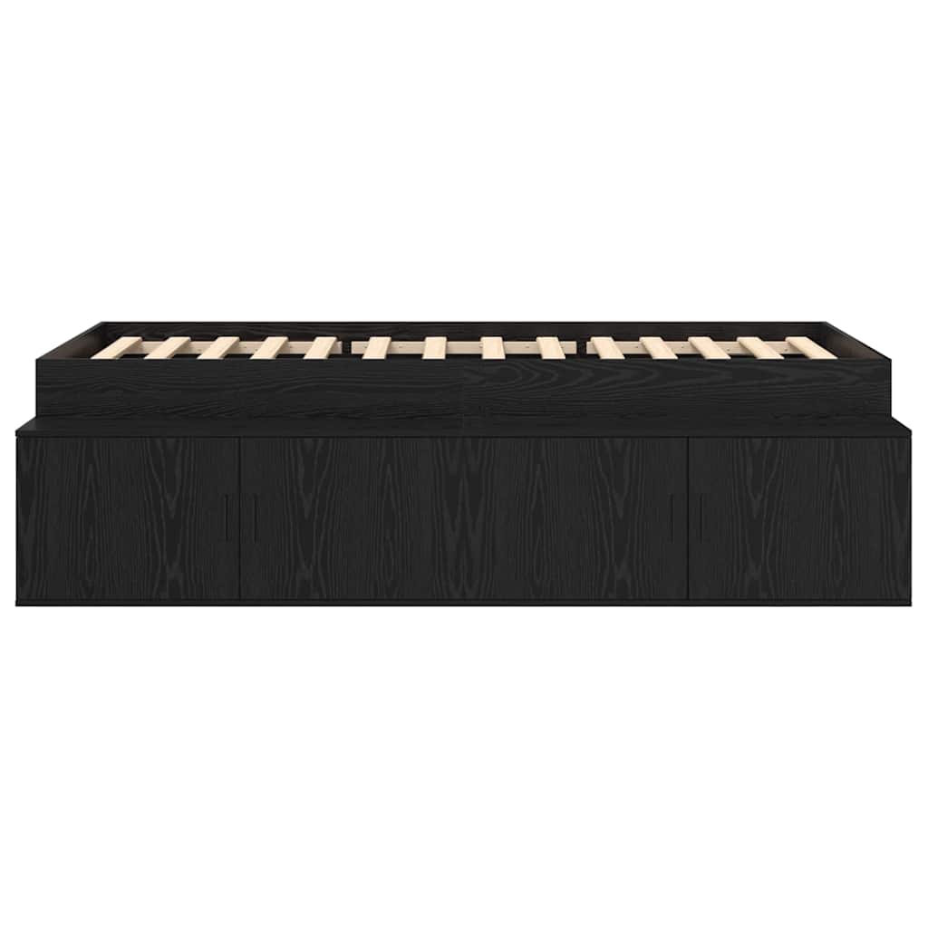 vidaXL Κρεβάτι με αποθηκευτικό χώρο Μαύρη δρυς 90 x 190 cm