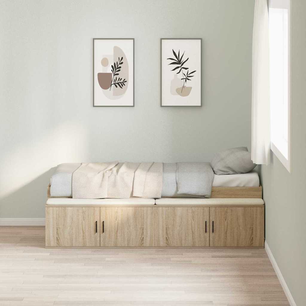 vidaXL Σκελετός Κρεβατιού Δρύς Sonoma 90 x 190 cm Επεξεργασμένο Ξύλο