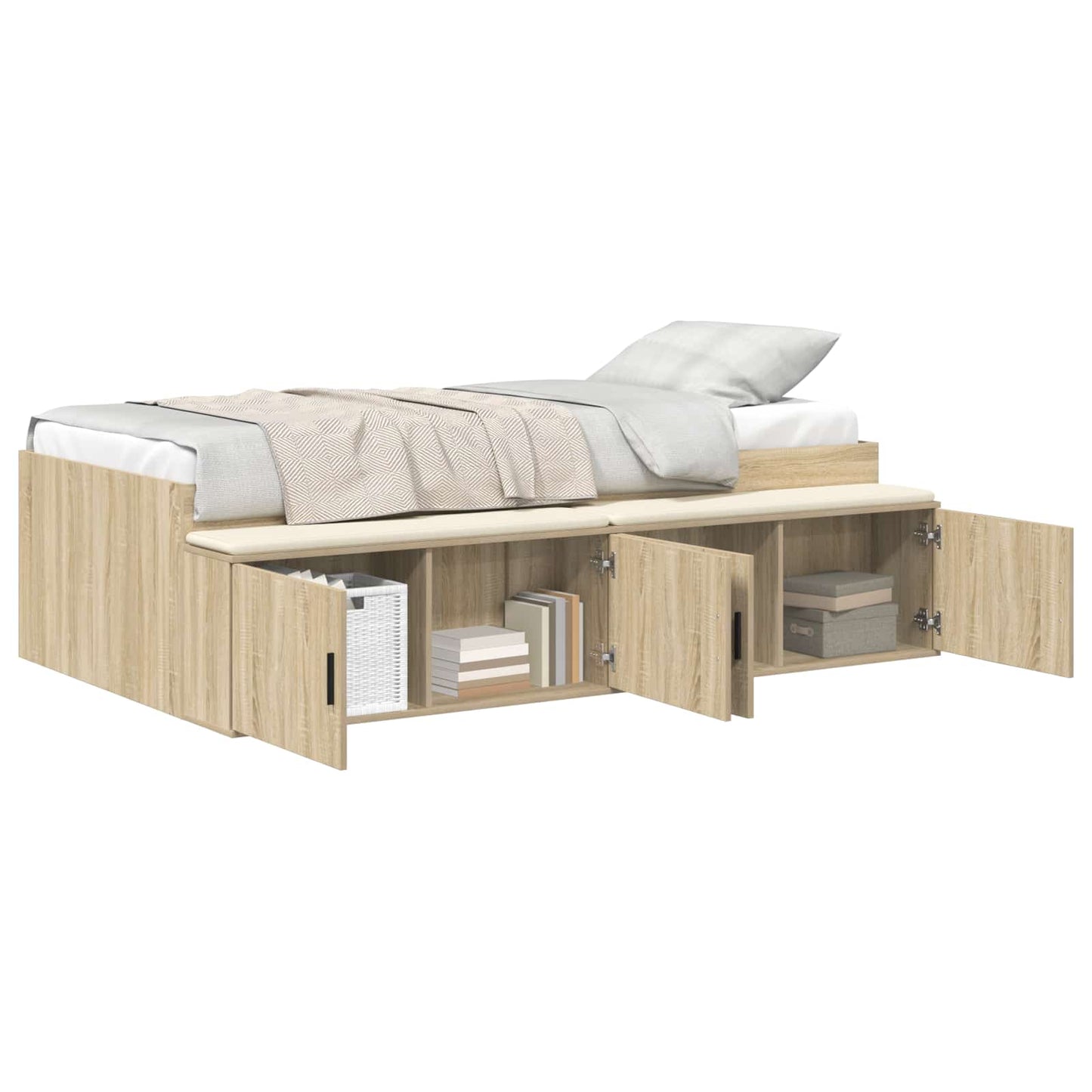 vidaXL Σκελετός Κρεβατιού Δρύς Sonoma 90 x 190 cm Επεξεργασμένο Ξύλο