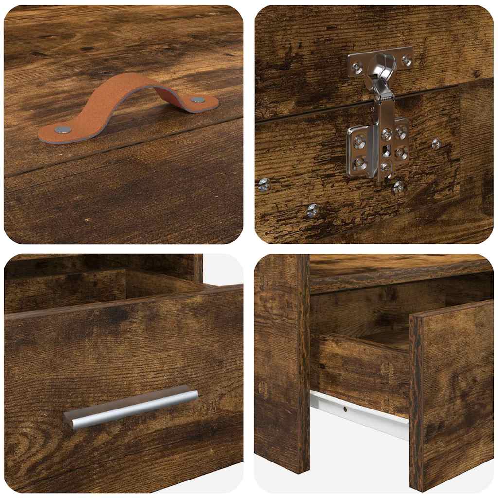 vidaXL Κρεβάτι με αποθηκευτικό χώρο Καπνιστό Δρύς 100 x 200 cm