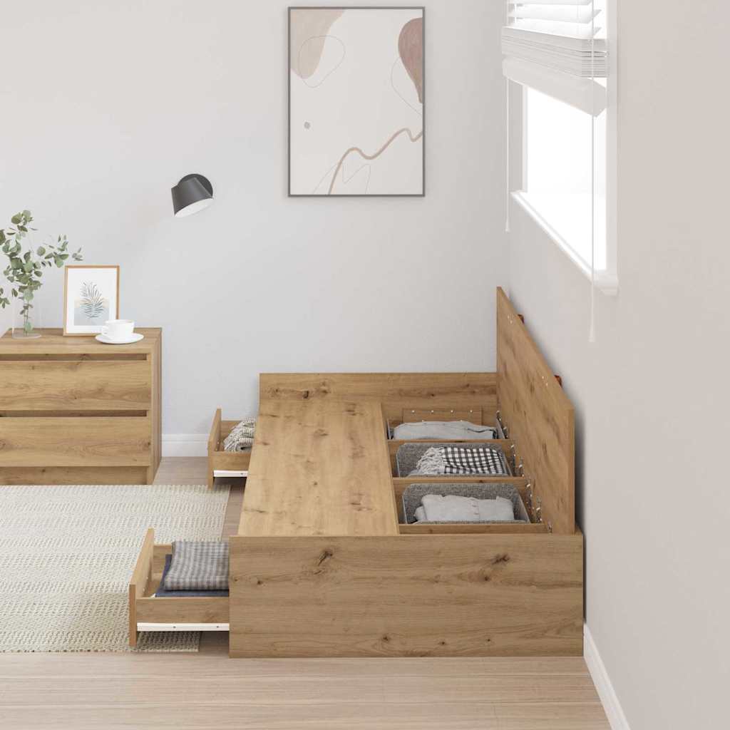 vidaXL Σκελετός Κρεβατιού Artisan Oak 90 x 200 cm Επεξεργασμένο ξύλο