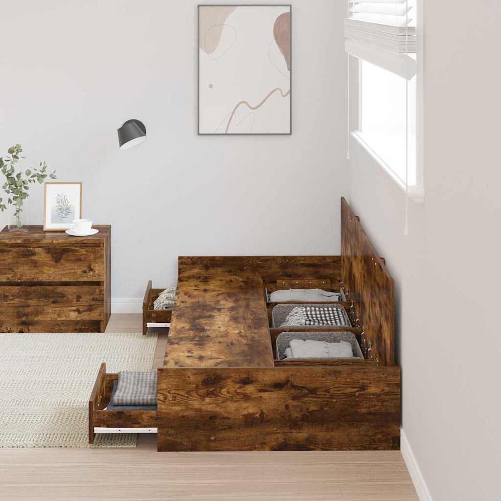 vidaXL Κρεβάτι με αποθηκευτικό χώρο Καπνιστό Δρύς 80 x 200 cm