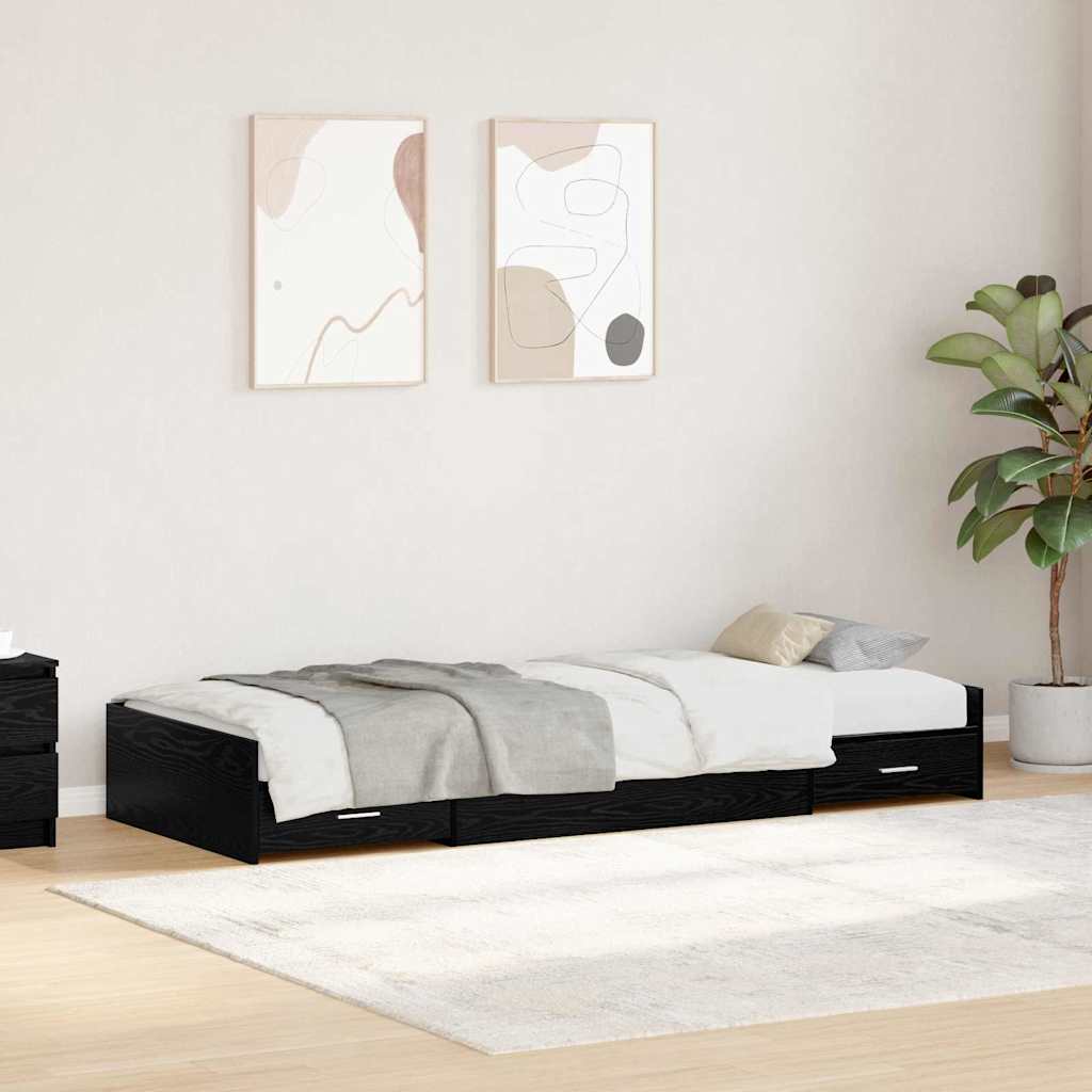 vidaXL Σκελετός Κρεβατιού Μαύρη Οξυά 90 x 190 cm Επεξεργασμένο ξύλο