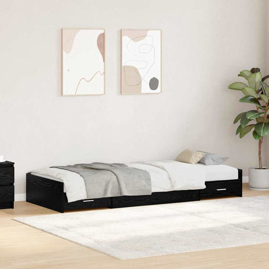 vidaXL Σκελετός Κρεβατιού Μαύρη Οξυά 90 x 190 cm Επεξεργασμένο ξύλο