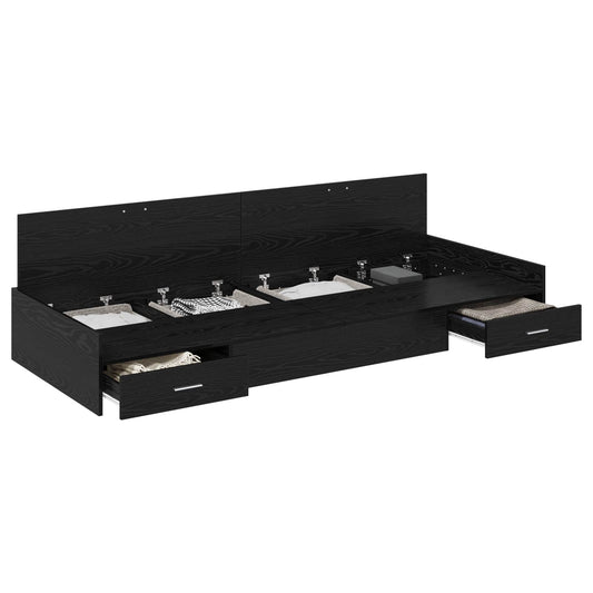 vidaXL Σκελετός Κρεβατιού Μαύρη Οξυά 90 x 190 cm Επεξεργασμένο ξύλο