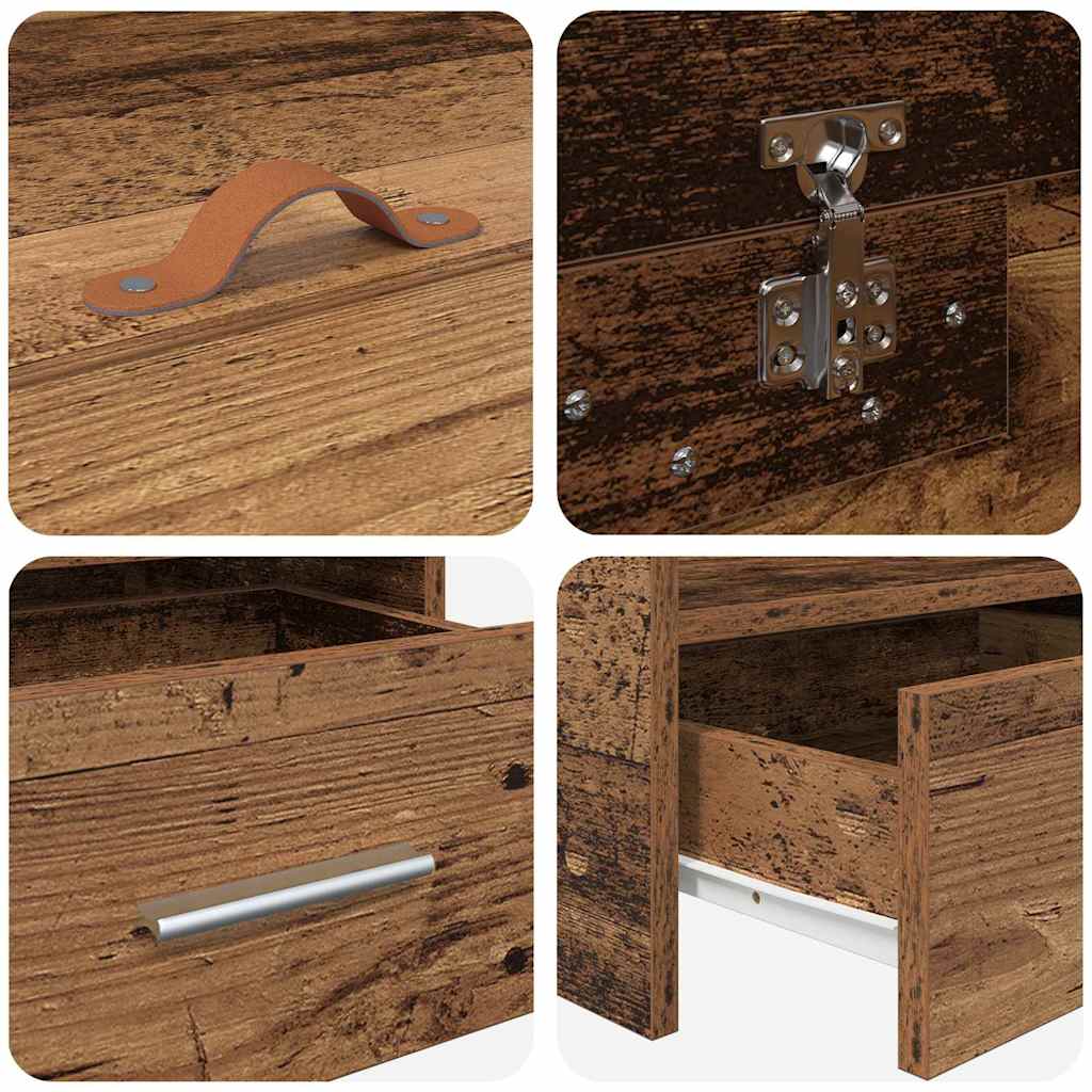 vidaXL Κρεβάτι με αποθηκευτικό χώρο με κεφαλάρι Παλιό Ξύλο 80 x 200 cm