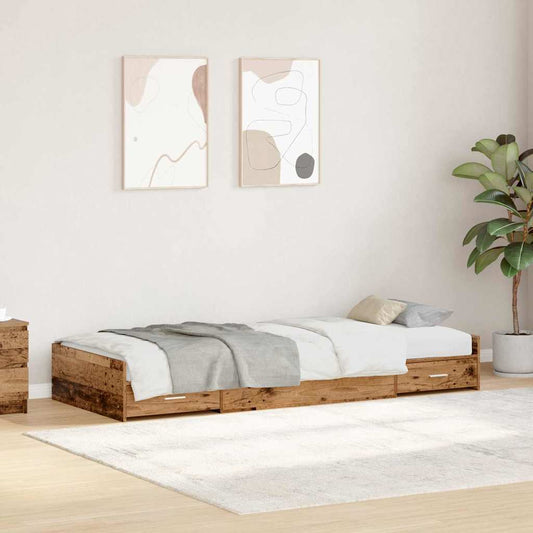 vidaXL Σκελετός Κρεβατιού Παλιό Ξύλο 90 x 190 cm Επεξεργασμένο ξύλο