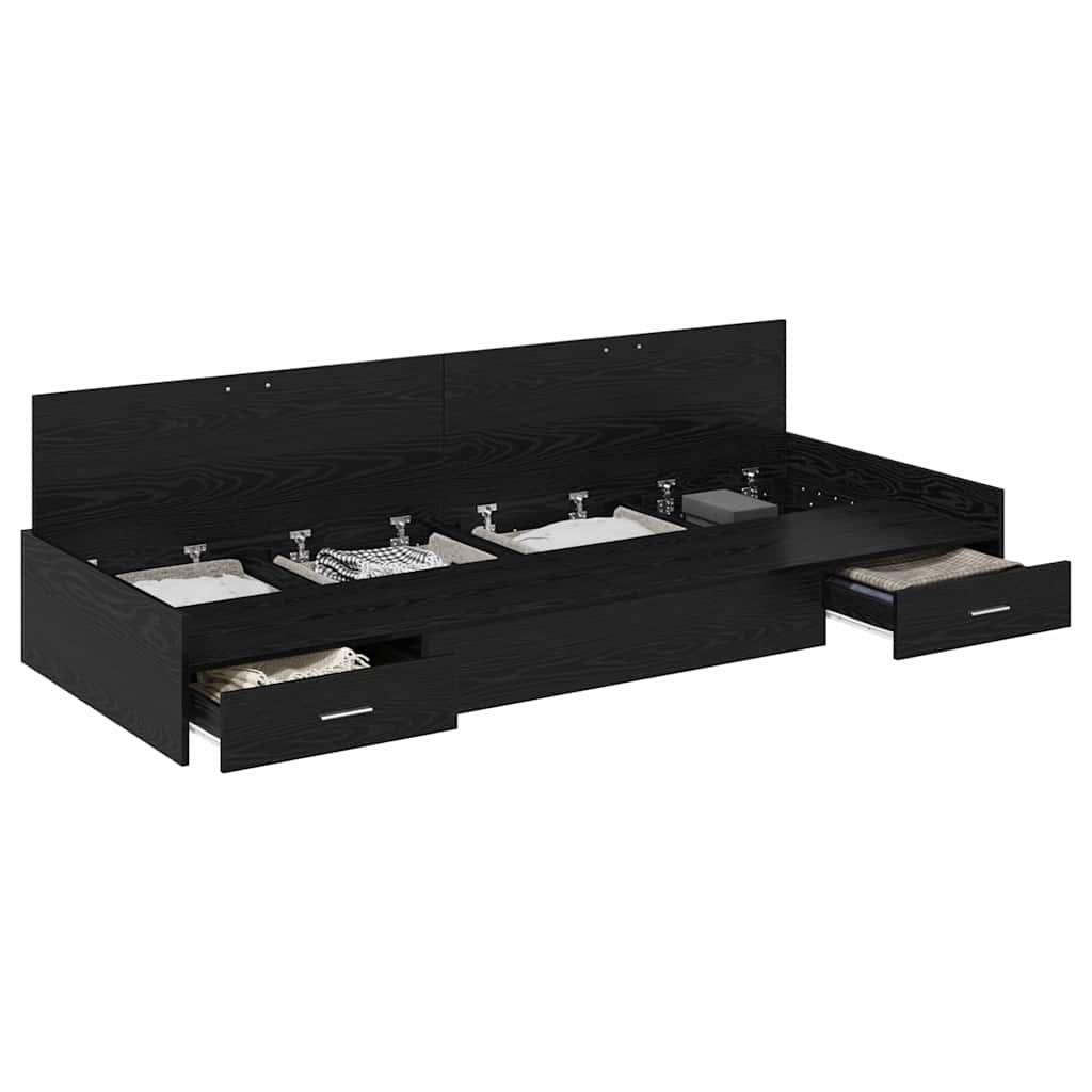 vidaXL Κρεβάτι με αποθηκευτικό χώρο με κεφαλάρι Μαύρη Οξυά 75 x 190 cm