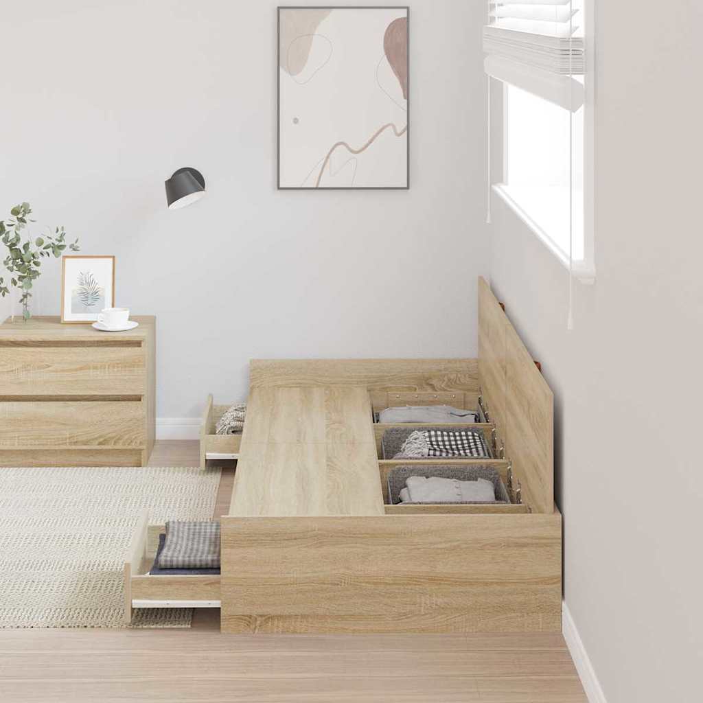 vidaXL Σκελετός Κρεβατιού Δρύς Sonoma 75 x 190 cm Επεξεργασμένο ξύλο