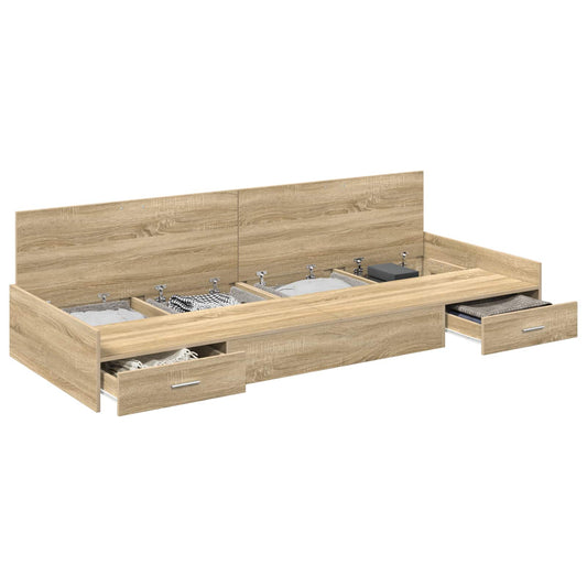 vidaXL Σκελετός Κρεβατιού Δρύς Sonoma 75 x 190 cm Επεξεργασμένο ξύλο