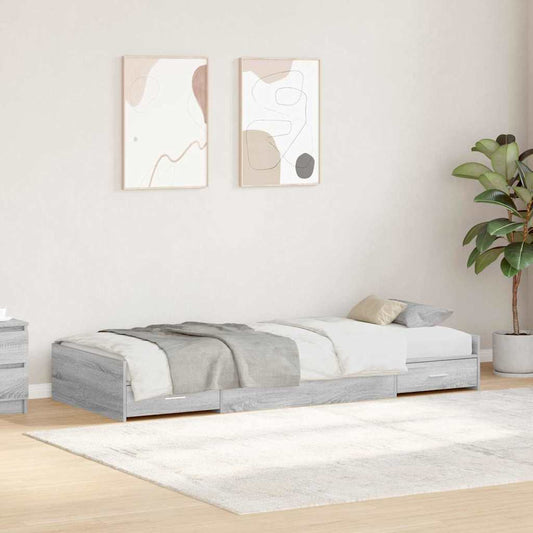 vidaXL Σκελετός Κρεβατιού Γκρίζο Σονομα 75 x 190 cm Επεξεργασμένο ξύλο