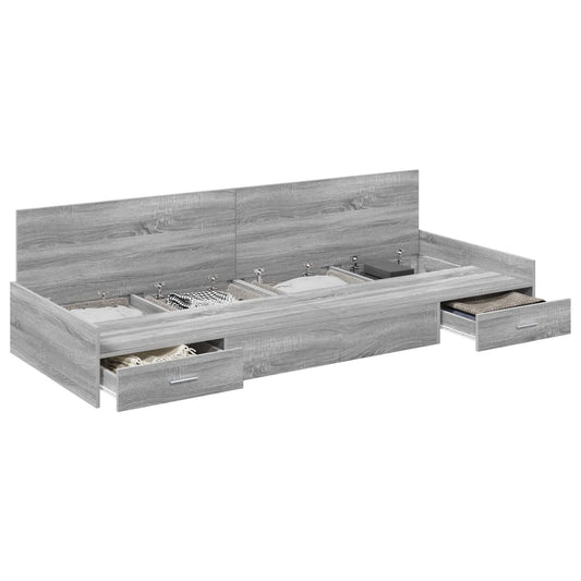 vidaXL Σκελετός Κρεβατιού Γκρίζο Σονομα 75 x 190 cm Επεξεργασμένο ξύλο