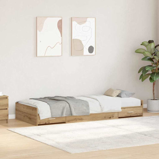 vidaXL Σκελετός Κρεβατιού Artisan Oak 75 x 190 cm Επεξεργασμένο ξύλο