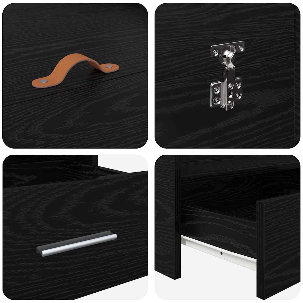 vidaXL Σκελετός κρεβατιού με αποθηκευτικό χώρο Μαύρη δρυς 200 x 200 cm