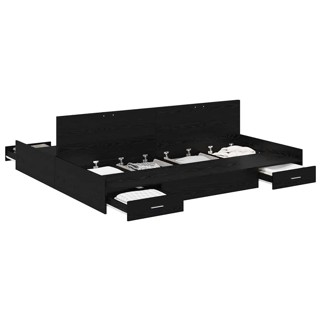 vidaXL Σκελετός κρεβατιού με αποθηκευτικό χώρο Μαύρη δρυς 200 x 200 cm