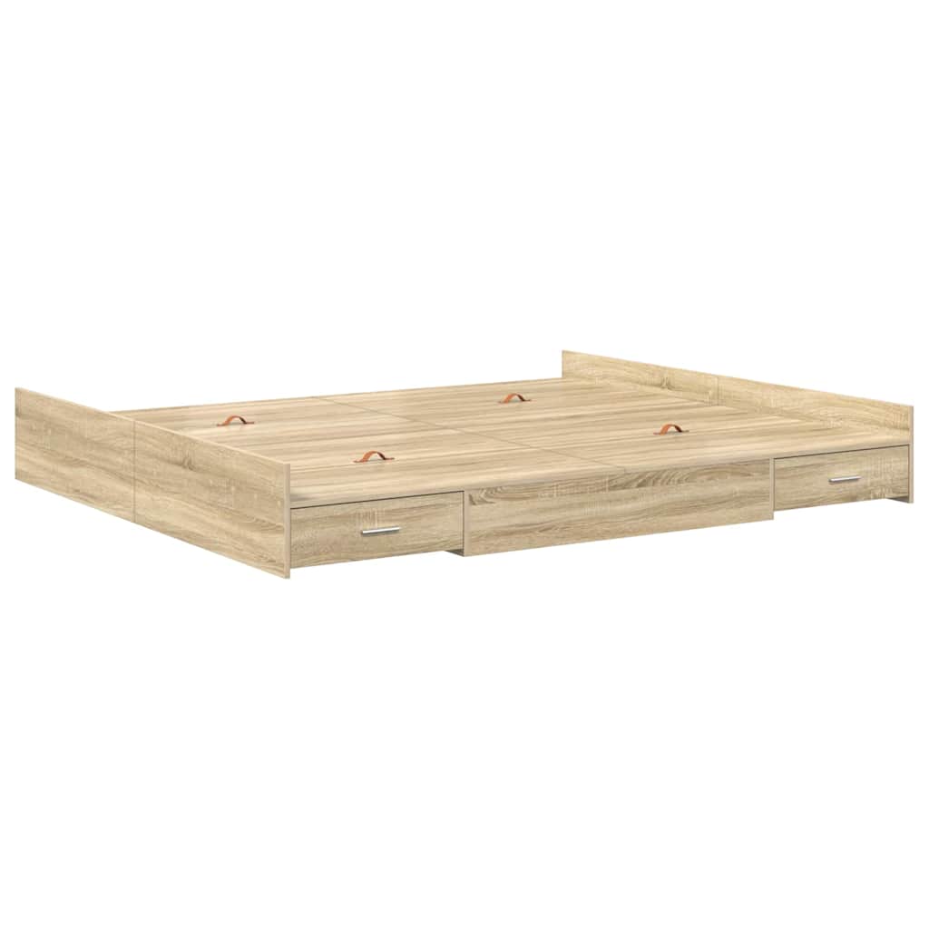vidaXL Κρεβάτι με αποθηκευτικό χώρο Δρύς Sonoma 200 x 200 cm