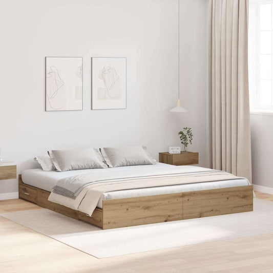 vidaXL Κρεβάτι με αποθηκευτικό χώρο με πόρτα Artisan Oak 200 x 200 cm