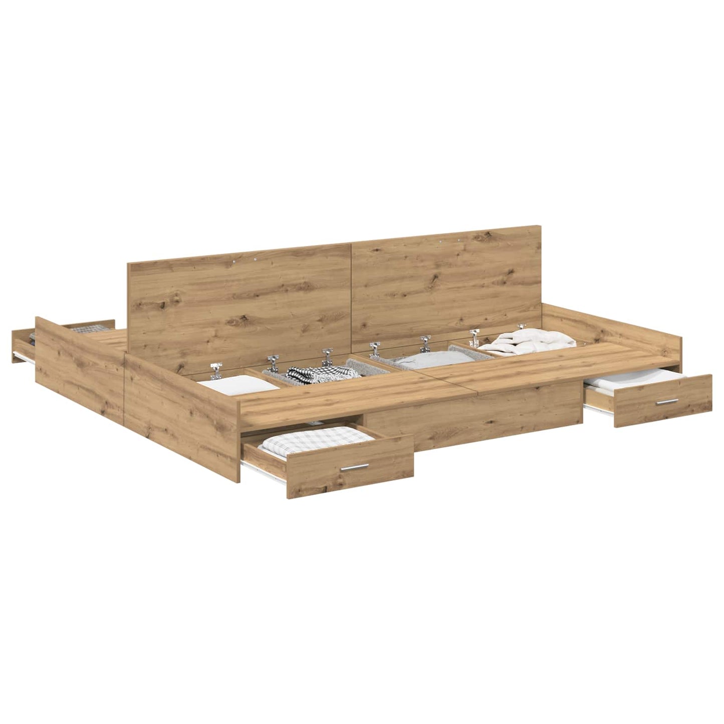 vidaXL Κρεβάτι με αποθηκευτικό χώρο με πόρτα Artisan Oak 200 x 200 cm